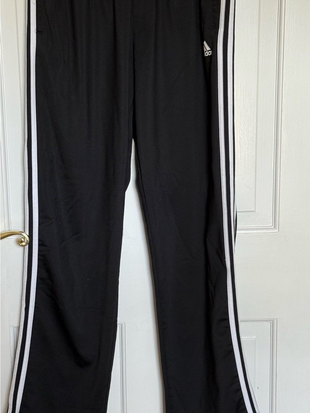 adidas Black Joggers with White Triple Stripes Size L - Measurements in pics